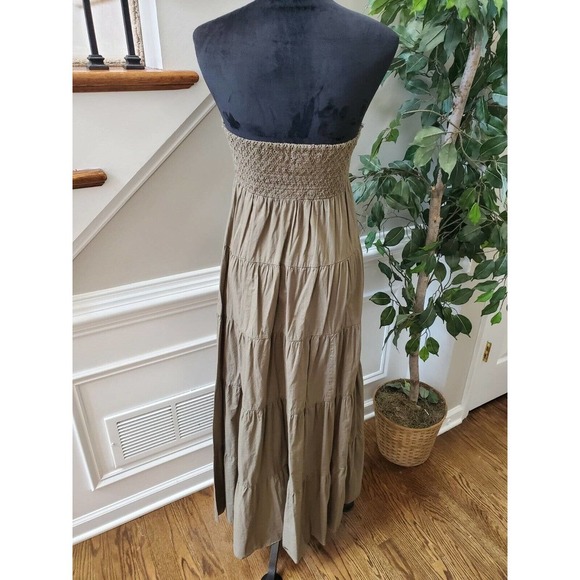 Mudd Women's Solid Brown 100% Cotton Off the Shoulder Long Maxi Dress Size Small - Picture 7 of 11